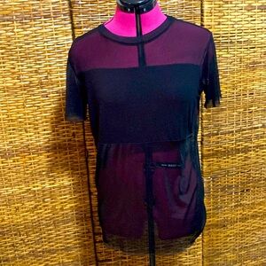 EUC Gaze Black Mostly sheer blouse top L/XL
